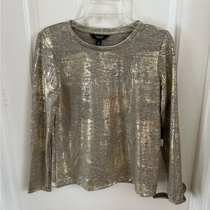 Simply Vera Vera Wang Shimmering Gold Long Sleeve Top